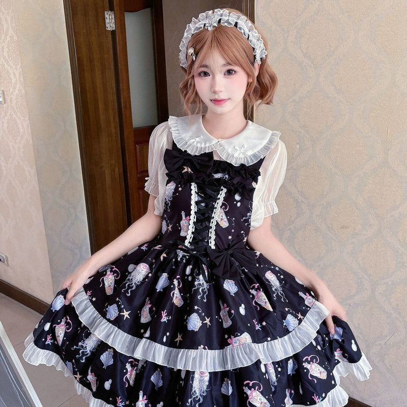 Coffee Rabbit Shell Bubble Letter Lolita JSK Set