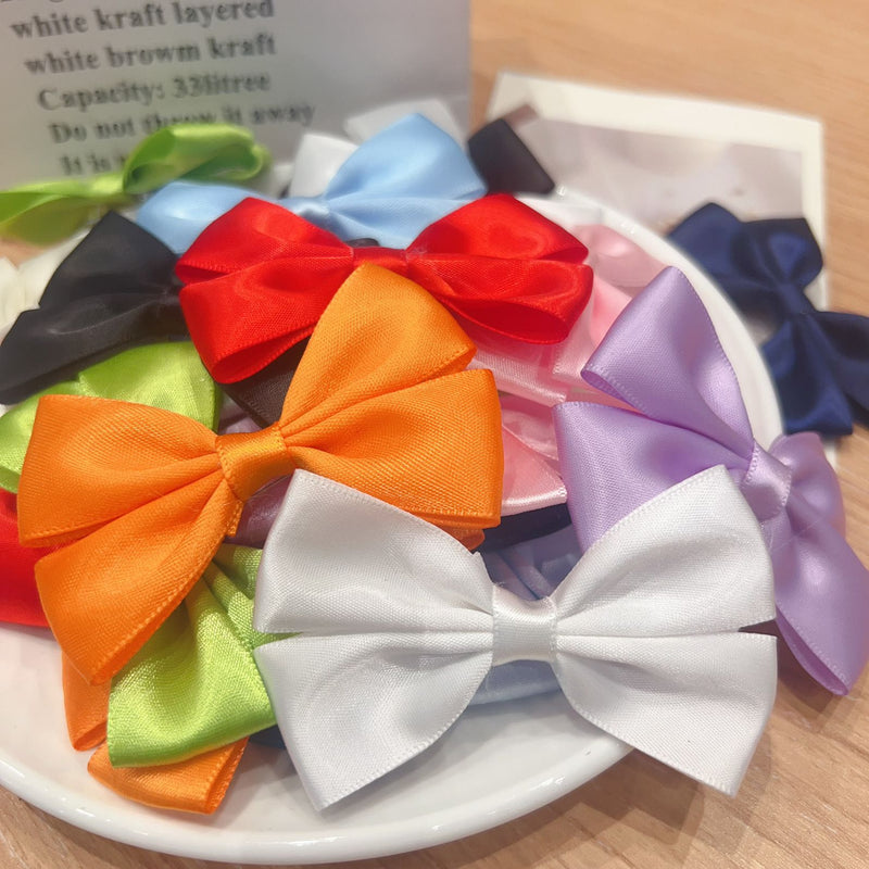 Handmade - Glossy Satin Ribbon - Bow Brooch Pair - detail view 23