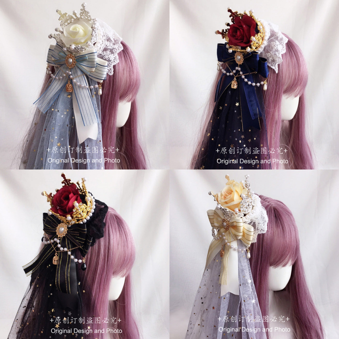 Christmas Lolita Crown Handmade Headpiece Gorgeous Hanamaru Shirayukihime Tea Party Lolita Hair Accessory Elegant Flower Bride - Lolita Fetch