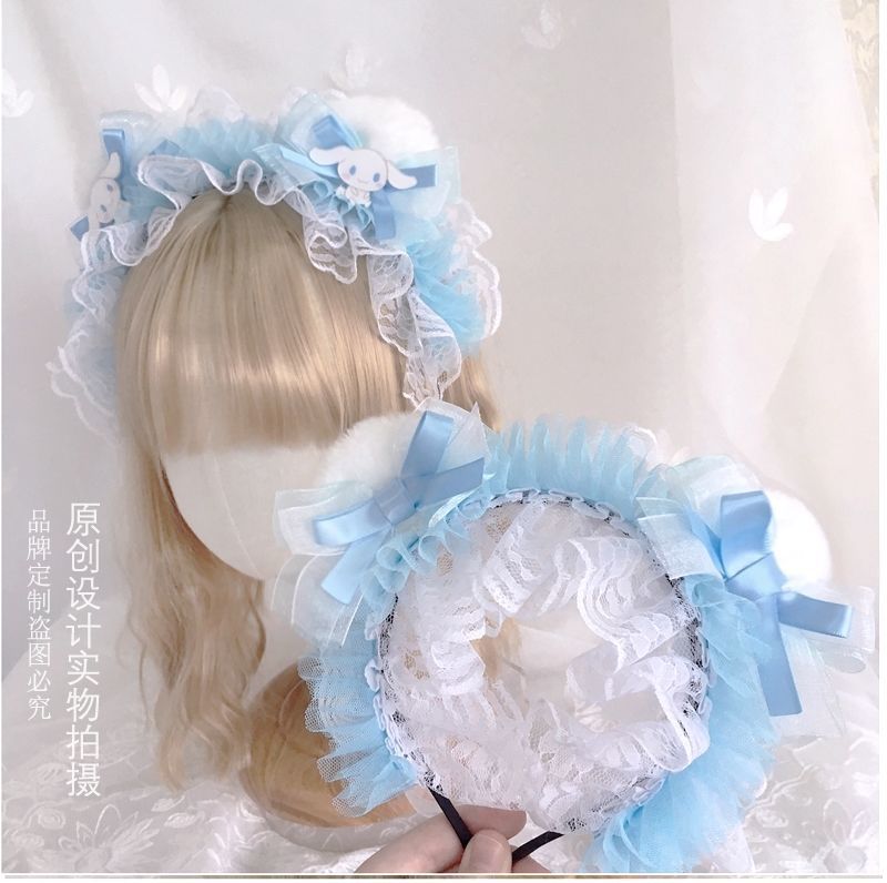 Lolita Hair Accessories Blue Original Cute Bow Bear Ear Kc Headband 2022 New Japanese Lolita Hair Accessories