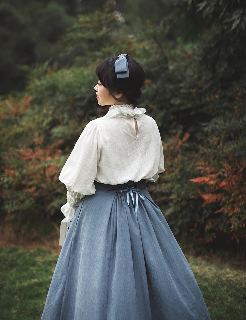 Forest Wardrobe - Misty Forest - Elegant Vintage Fishbone Lolita Long Skirt & Vest