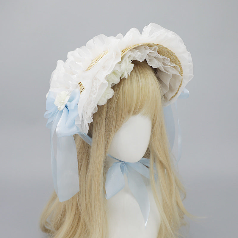 Lolita Hat Flower Bell Handmade Bonnet Multi-color BNT Original Design Pastoral Style Lolita Straw Hat for Women