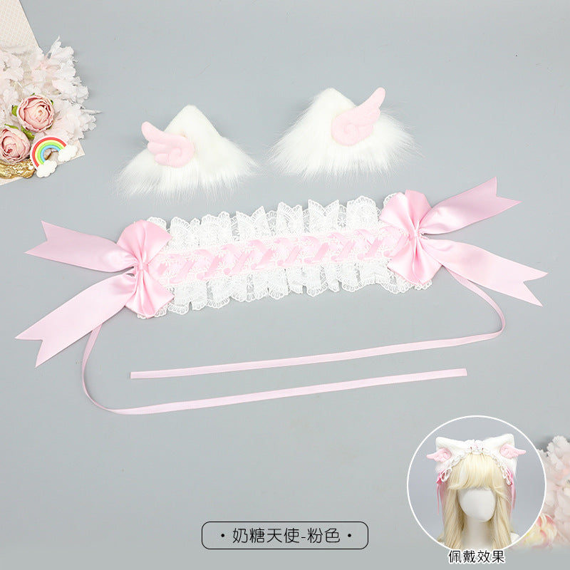 Cat Ear Hair Clip Cat Ear Hairband Bowknot Hair Accessory Comic Con Costume Cute Girl Hair Ornament Lolita Multi-use Pair Clip - Lolita Fetch