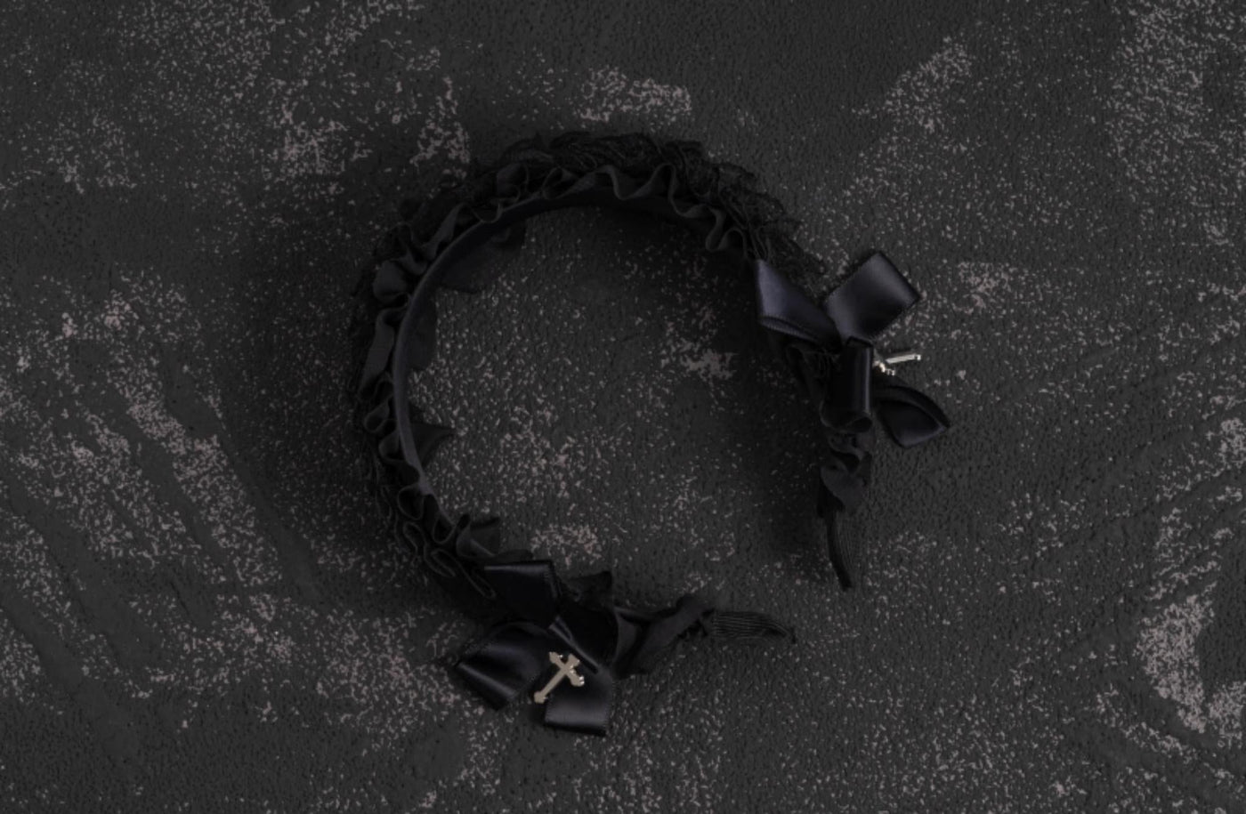 Strange Sugar - Gothic Black Lolita KC Cross Lace - Headband Lolita Accessories Headwear