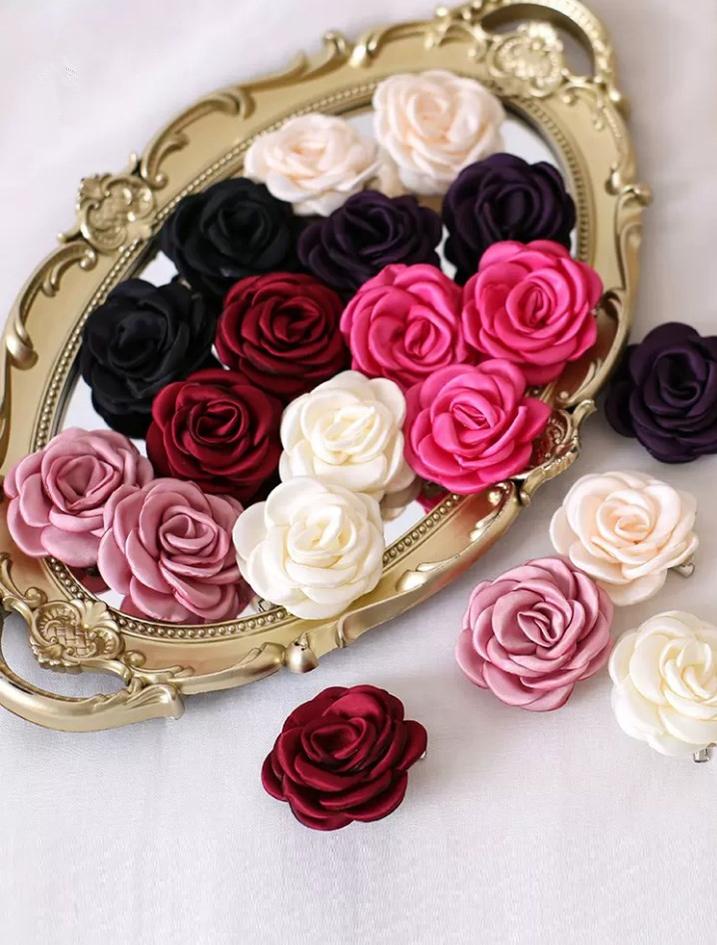 Xiaogui - Retro Lolita Brooch Rose Hairpins - Flower Headdress Headwear