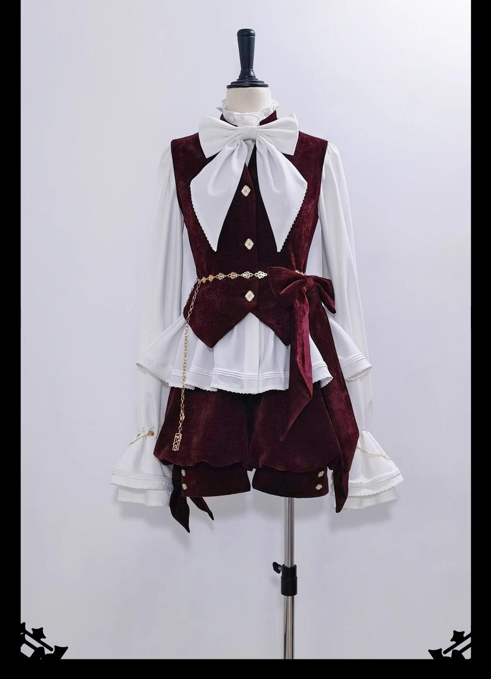 Princess Chronicles - Hunting Rabbit - Vintage Red Ouji Suit With Bunny Ear Hooded Jacket