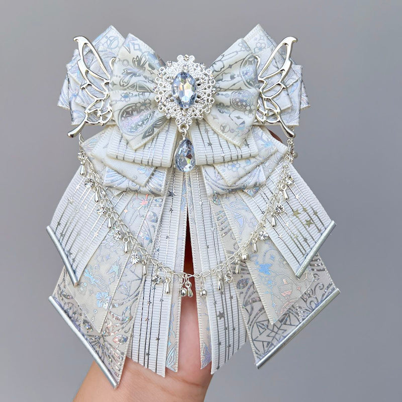 Handmade - Silver-Chain Bow - Bag Charm and Brooch - detail view 6