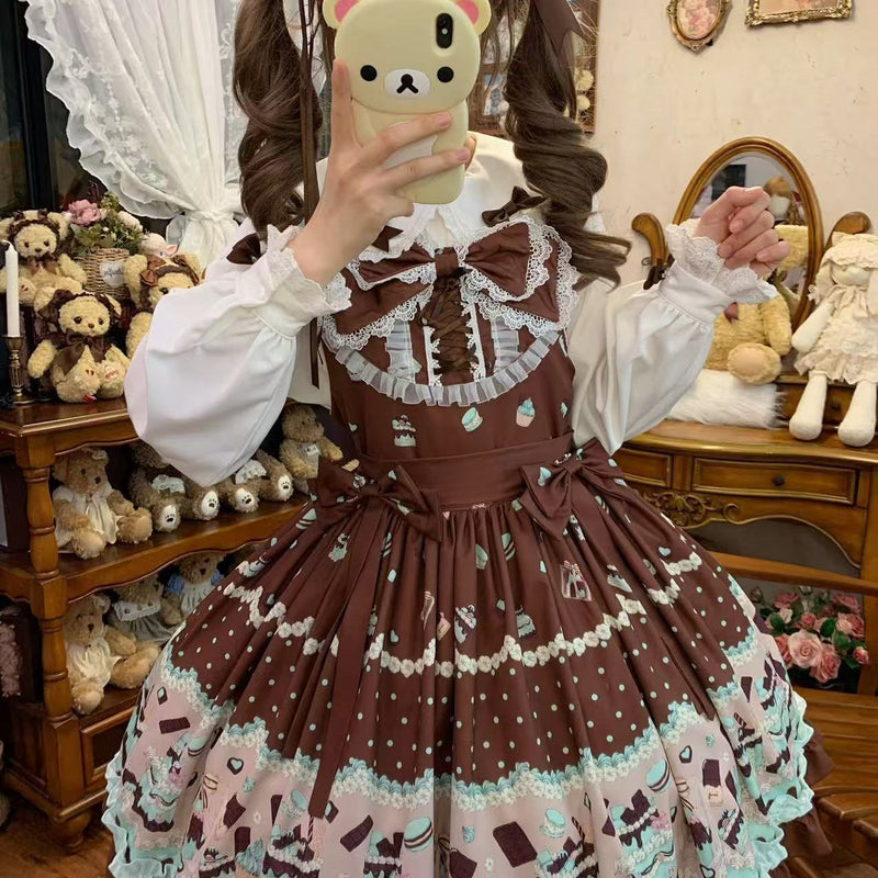 Mint Chocolate Dessert Print Lolita JSK Dress