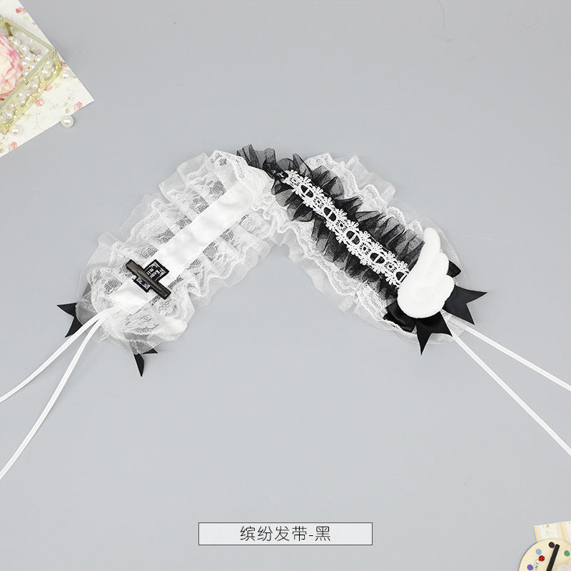 Handmade Lolita Bow Lace Hairband - Comic Exhibition Cosplay Hair Clips