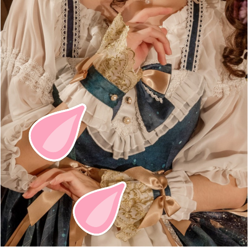 Eieyomi - Sweet Japanese Style - Pair of Lolita cuffs with delicate lace and bows - product detail 2