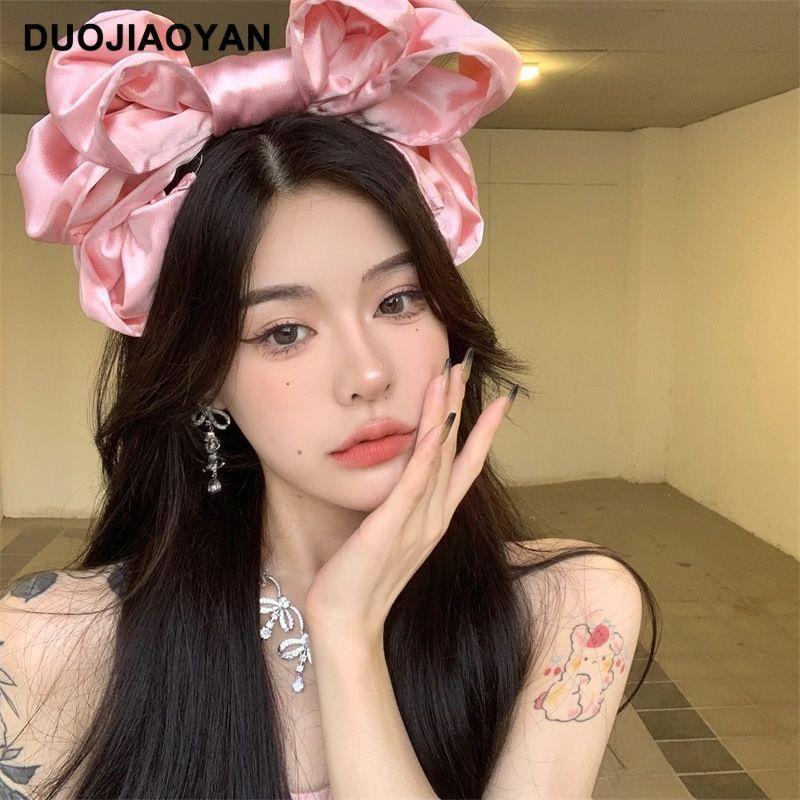 Xiaohongshu Super Popular Hair Accessories DIY Oversized Bow Hairband KC Styling Satin Fabric Lolita Headwear