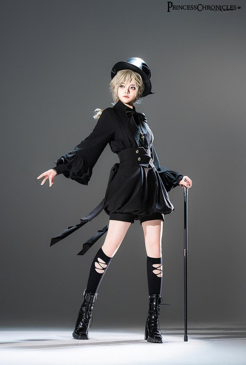 Princess Chronicles - Doll - Black Ouji Lolita Shirt with Removable Large Bow Tie