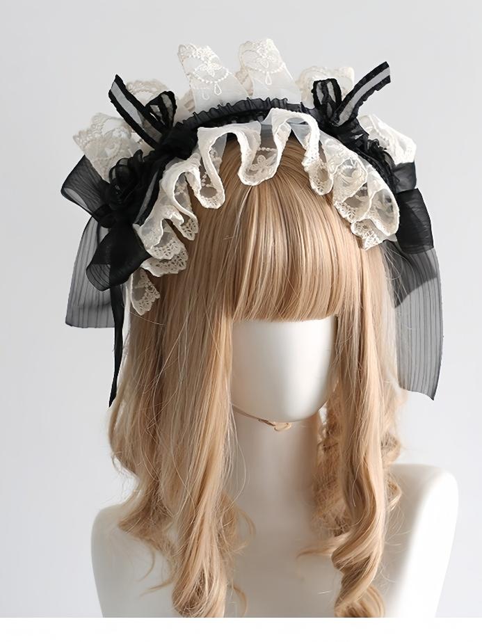 Xiaogui - Maid Lolita Hairband Doll Lolita - Cuffs and Top Hat Headwear