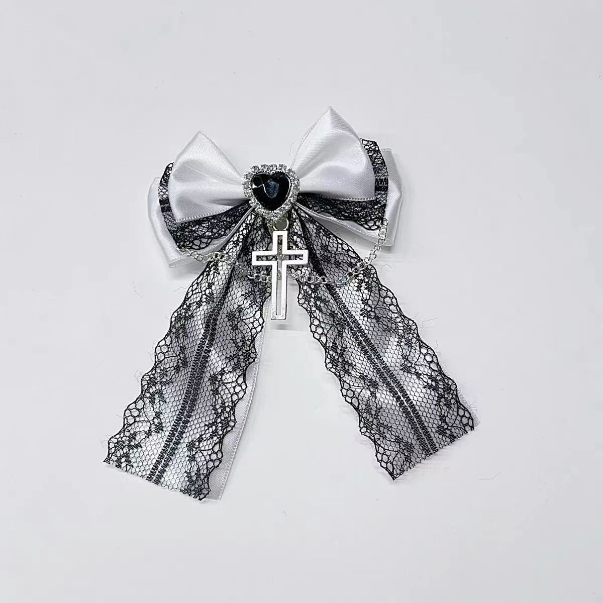 Handmade - Crystal Lace Bow - Hair Clip and Brooch - detail view 3