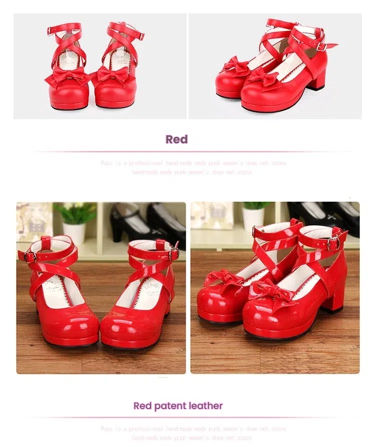 Angelic imprint - Sweet Lolita Shoes Round Toe Middle - Heel Shoes