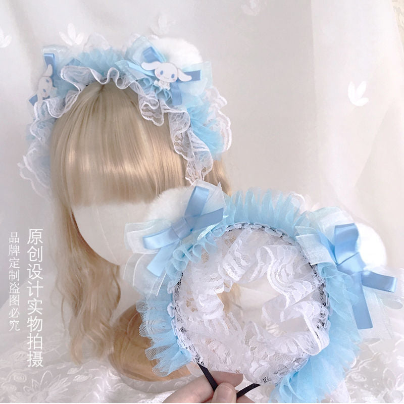 Lolita Hair Accessories Blue Original Cute Bow Bear Ear Kc Headband 2022 New Japanese Lolita Hair Accessories