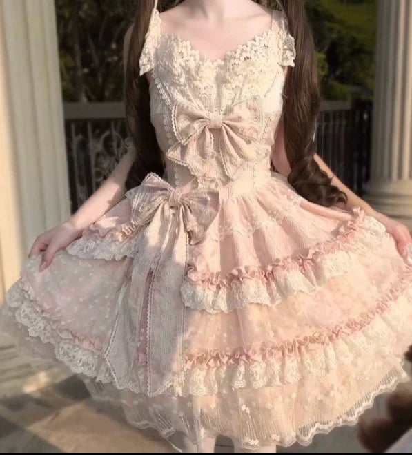 Snow Meow Sweet Princess Lolita floral lace trimmed bonnet from LolitaFetch, featuring delicate lace and elegant princess-inspired design.