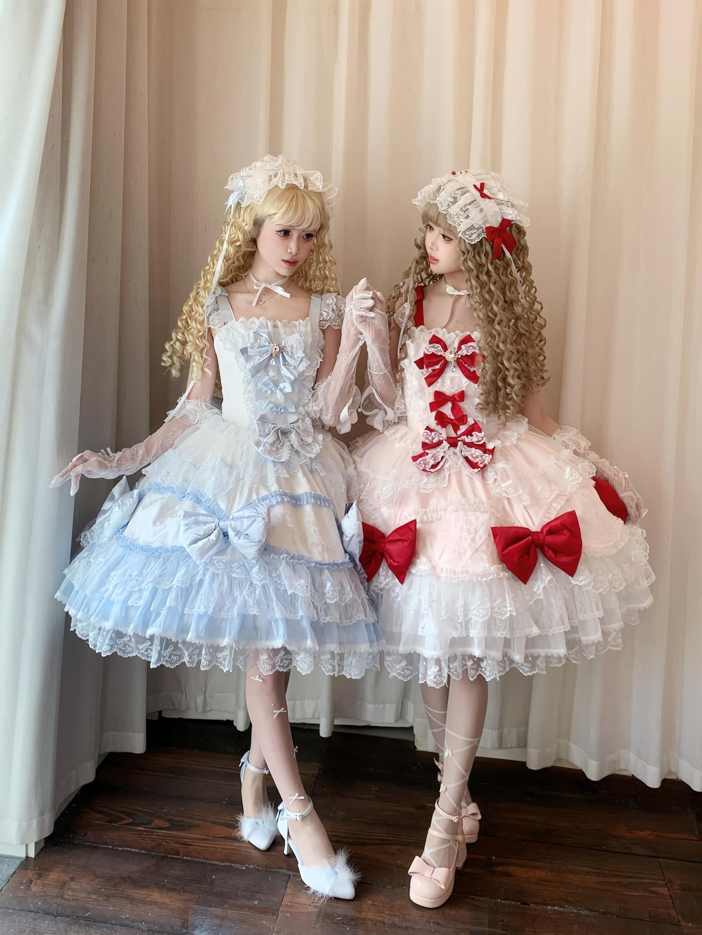 Sugar Girl - Floral Dream Isle - Sweet Lolita Doll-like JSK Dress, Bows & Lace
