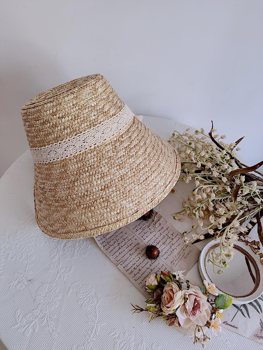 French Retro DIY Bonnet Hat Embryo Classical Elegant Tea Party Lolita Sun Protection Windproof Straw Hat - Lolita Fetch