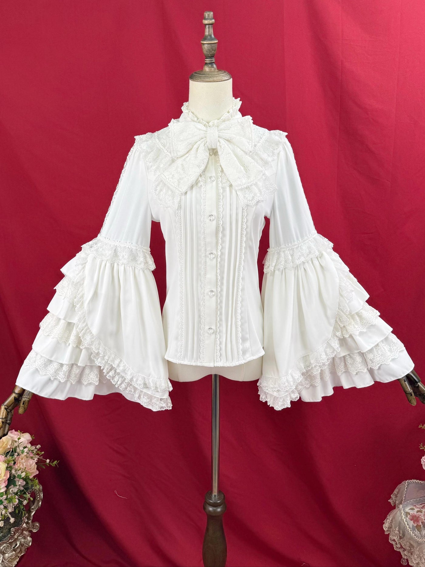 DMFS Lolita - Hime Sleeved Classic Lolita Shirt - Detachable Bow Innerwear