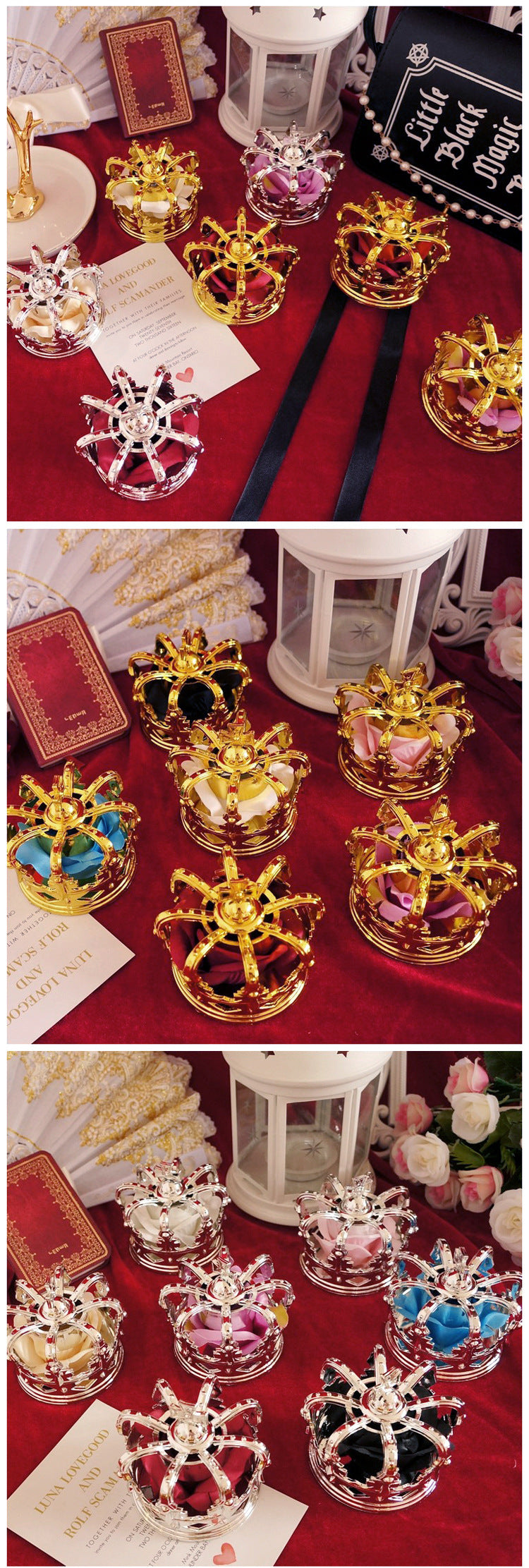 Lolita Tiara King Queen Coronation Gold Silver Rose Cute Lolita COS Crown Tiara
