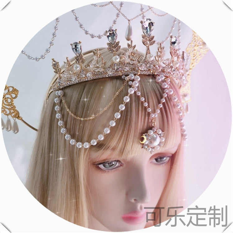 Handmade Virgin Mary Halo Angel Headband with ornate gold crown, featuring intricate details and elegant design for OP Dress cosplay.