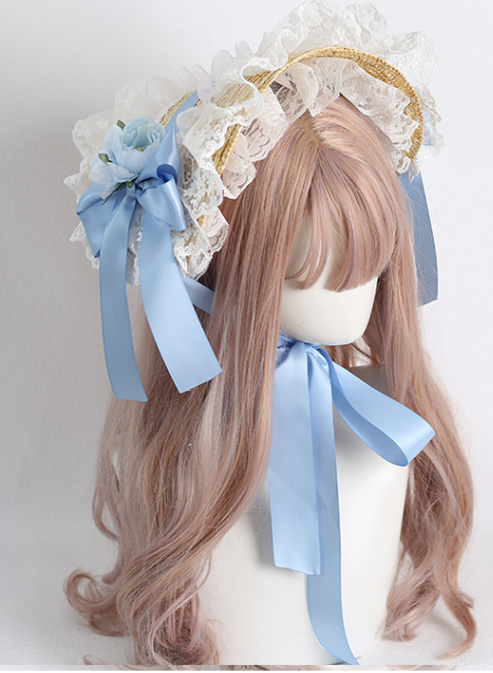 Xiaogui - Sweetie Zhi Fan - Country Lolita Lace French Straw Hat