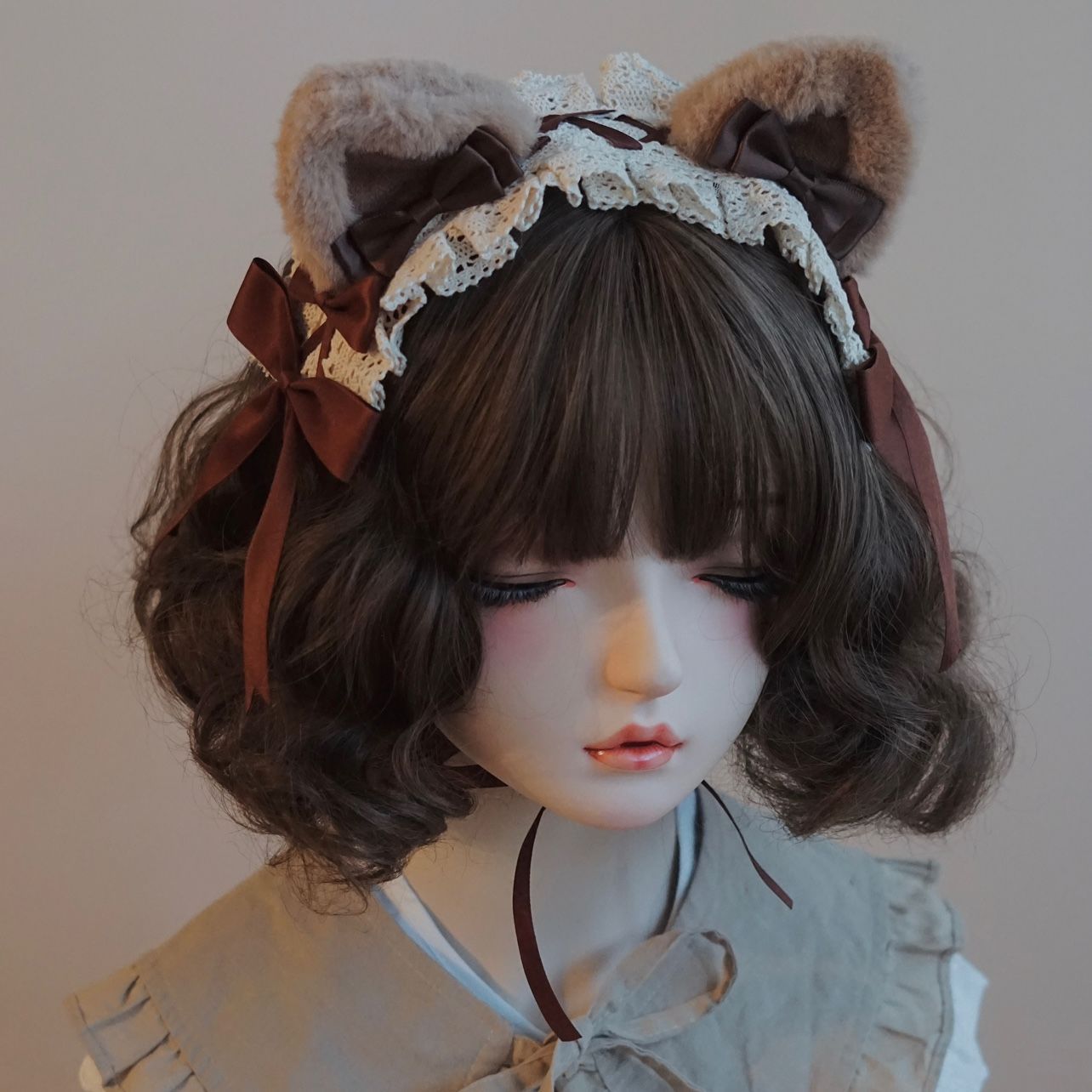 Original Handmade Bear Headband Lolita KC BNT Animal Ear Coffee Color