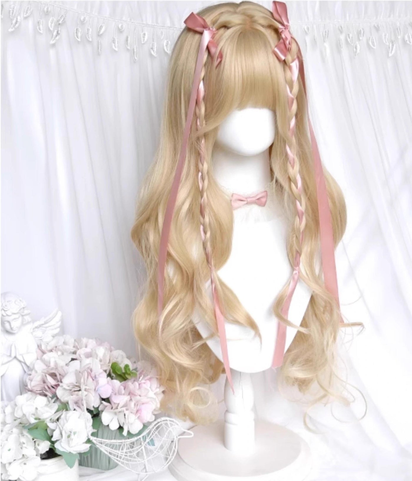 Sinwavy - Elegant Lolita Platinum Wig Long - Curly Layered Wig Wig
