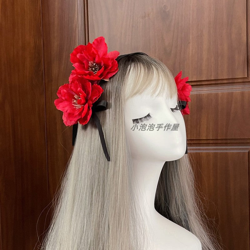 Soft Girl Lolita Lace Headband Bow KC Flower Hair Accessory Lo Girl Cosplay Versatile Sweet Hair Ornament