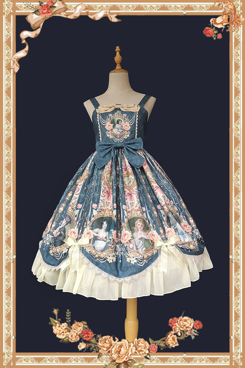 Portrait of a Little Lady - Classic Lolita Jumper Dress S blue-green JSK