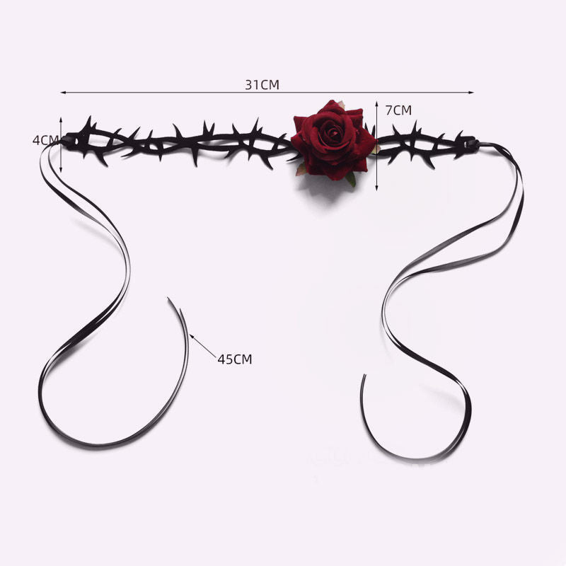 Lolita Punk Gothic Court Dark Thorn Rose Choker Necklace Collar Subculture Retro Accessories