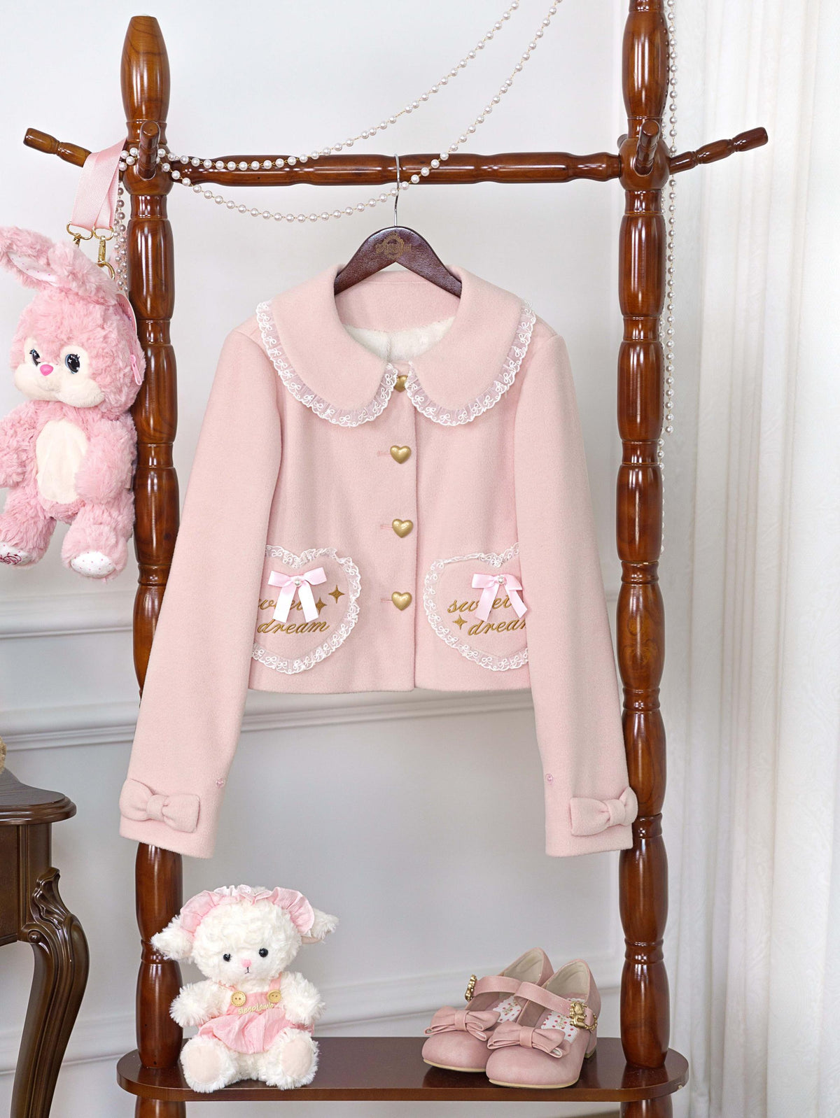 Dream Magic Box - Milk Puff - Sweet Lolita coat with a lace-trimmed Peter Pan collar - product detail 2