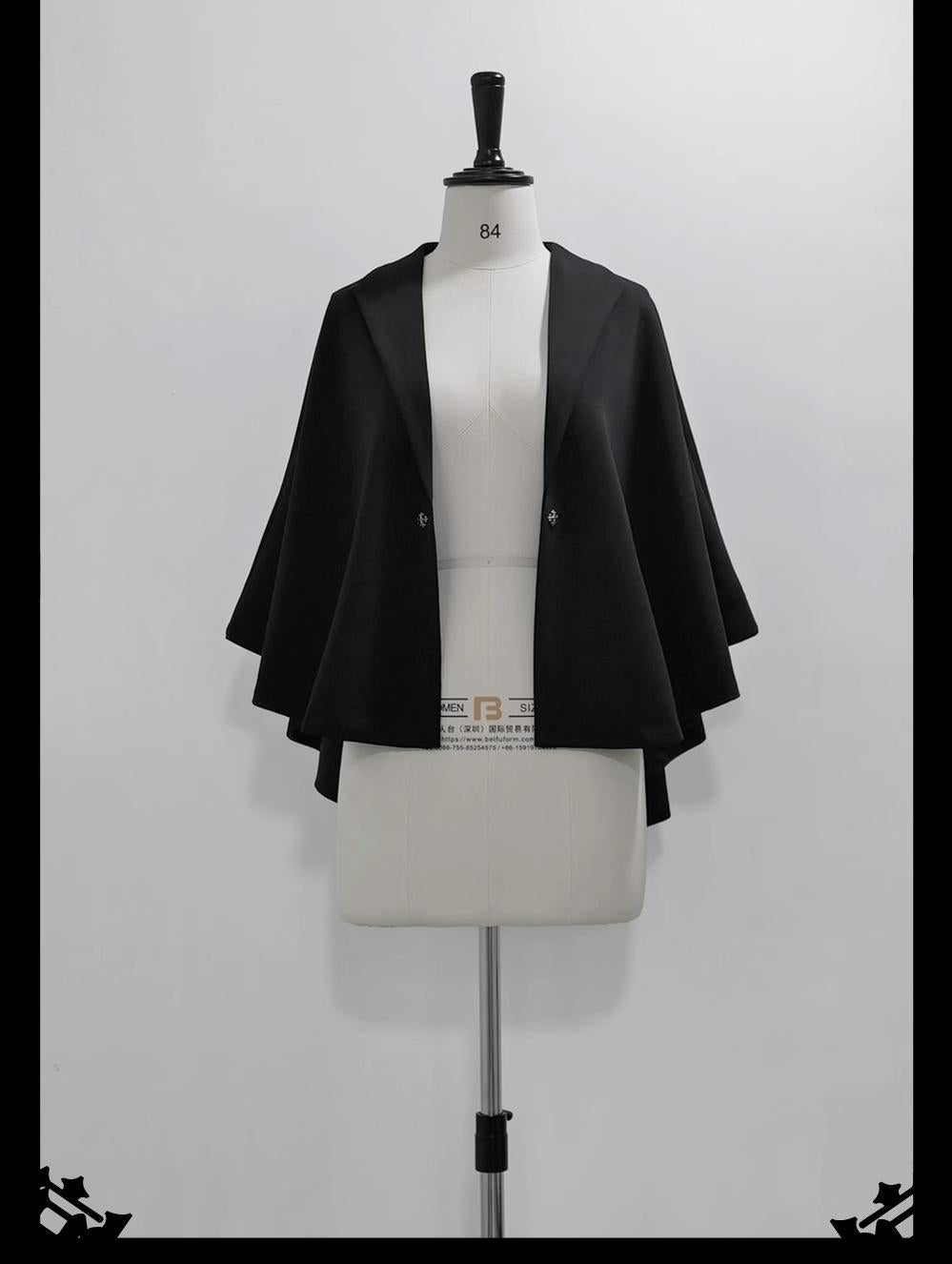Rabbit Feather - Black Ouji Lolita Vest Shorts Suit Prince Cloak Set (2XL L M S XL XS) 40536:663162
