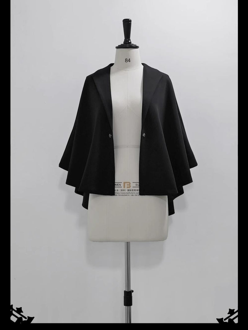 Rabbit Feather - Black Ouji Lolita Vest Shorts Suit Prince Cloak Set (2XL L M S XL XS) 40536:663162