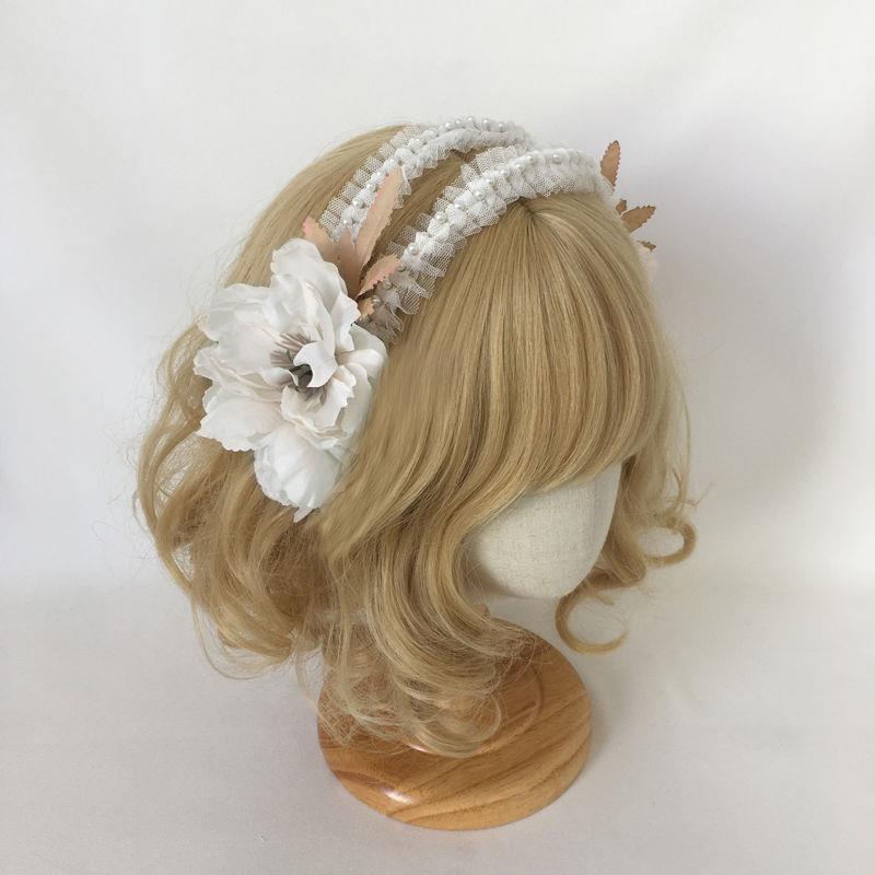 Original Multicolor Lolita Pearl Headband KC Flower Fairy Hair Accessory Little Fairy Temperament Hollow Out Ornament Lolita