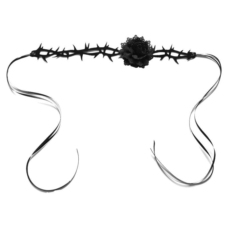 Lolita Punk Gothic Court Dark Thorn Rose Choker Necklace Collar Subculture Retro Accessories - Lolita Fetch