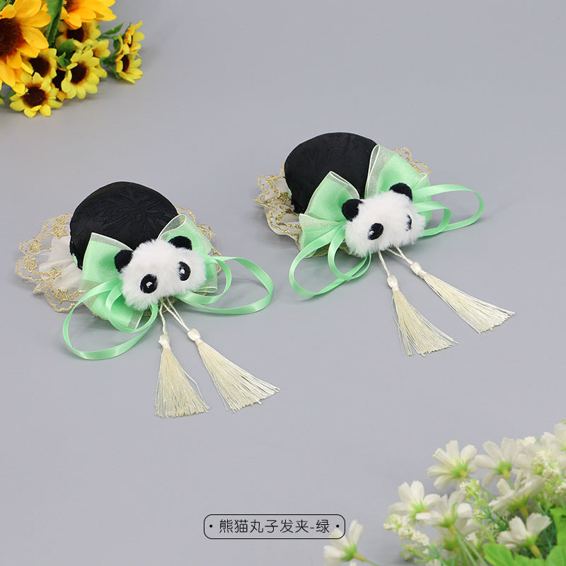Lolita Ancient Style Hair Accessories Tassel Cute Girl Bun National Style Hair Clip Panda Bun Hair Clip Hair Ornament
