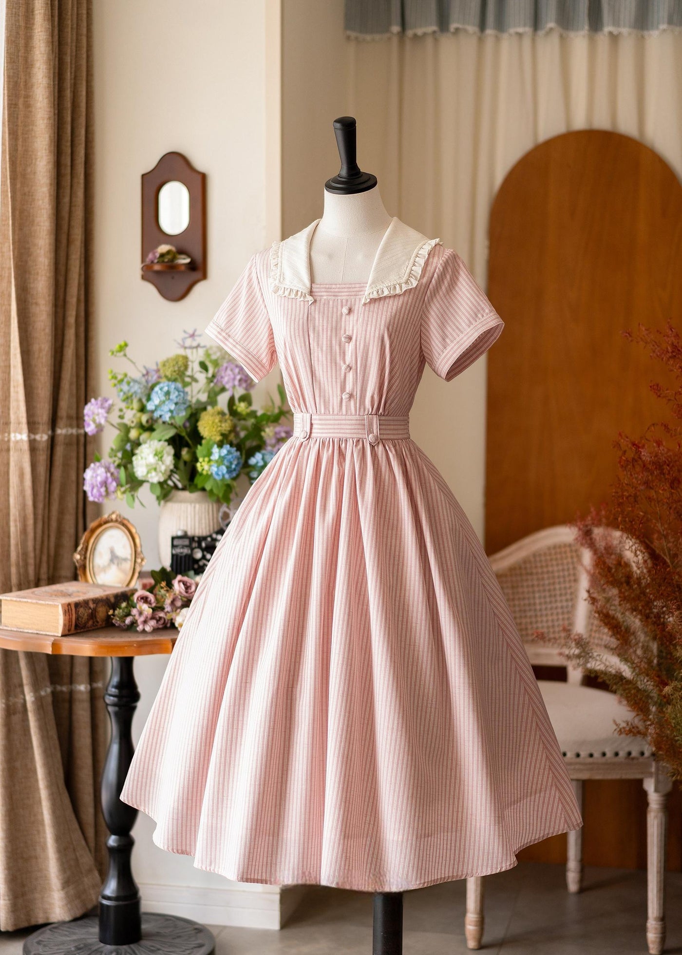 Forest Wardrobe - Endless Forest - Summer Striped Classic Lolita OP Dress, Short Sleeve