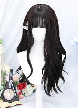 Dalao Home - Daily Long Curly Wavy Black Tea - Lolita Wig Wig