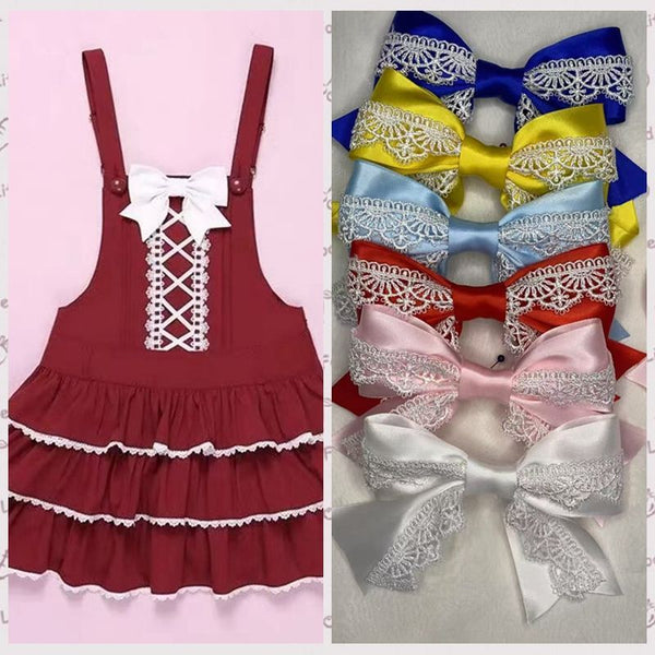 Handmade - Showa Cake Lace Bow - Hair Clip or Brooch