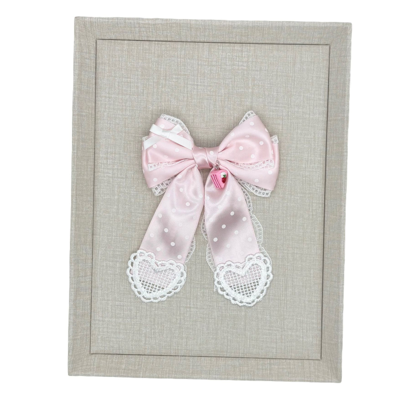 Handmade - Sweetheart Polka Dot - Crystal Lace Bow Brooch - detail view 6