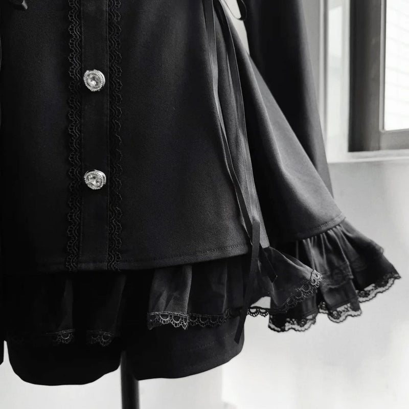 1st Anniversary - Midnight Bow - Gothic Lace Mini OP Dress - product image 6