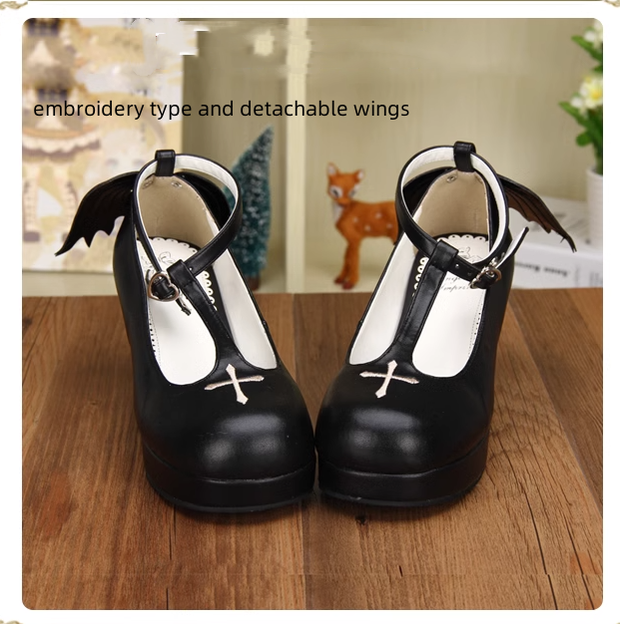 Angelic imprint - Gothic Lolita Wings and Cross Shoes - for Chistmas Shoes
