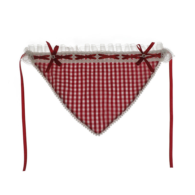 Cute Anime Lace Trim Triangle Scarf Sweet Girl Hair Scarf Vacation Photo Hairband Hair Accessories Headscarf