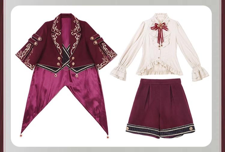 Letters from Unknown Star - Heir - Military Ouji Lolita Blouse, Coat & Shorts Set