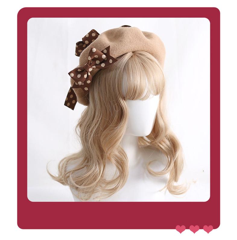 Xiaogui - Sweet Lolita Red Polka Dots Bow - Beret Hat Headwear