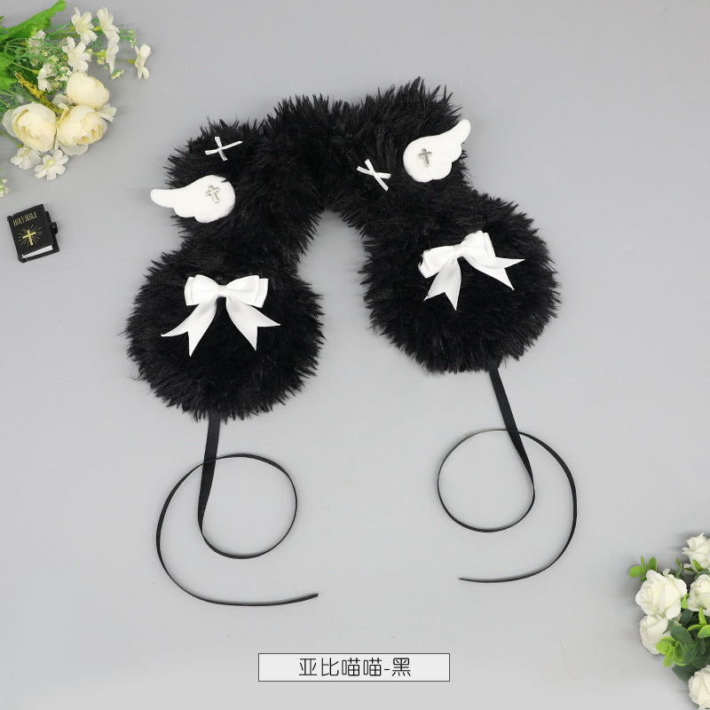 Yang Er Da Meng Original Cute Plush Puppy Ear Muffs for Women Winter Ear Protection Cute Solid Color Warm Cold-Proof Ear Covers - Lolita Fetch