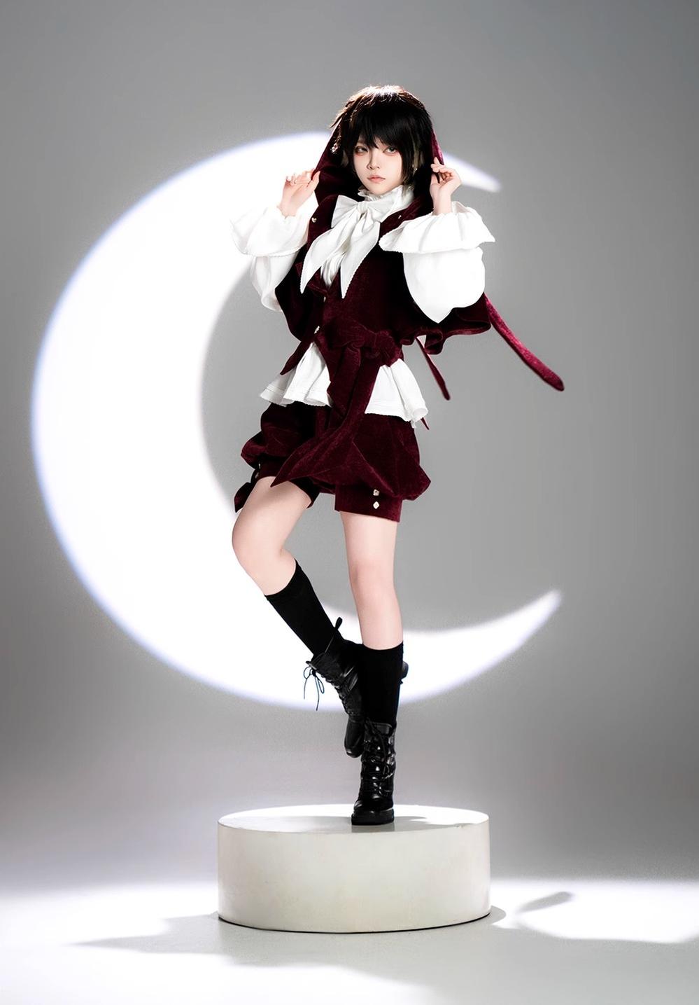Princess Chronicles - Hunting Rabbit - Vintage Red Ouji Suit With Bunny Ear Hooded Jacket