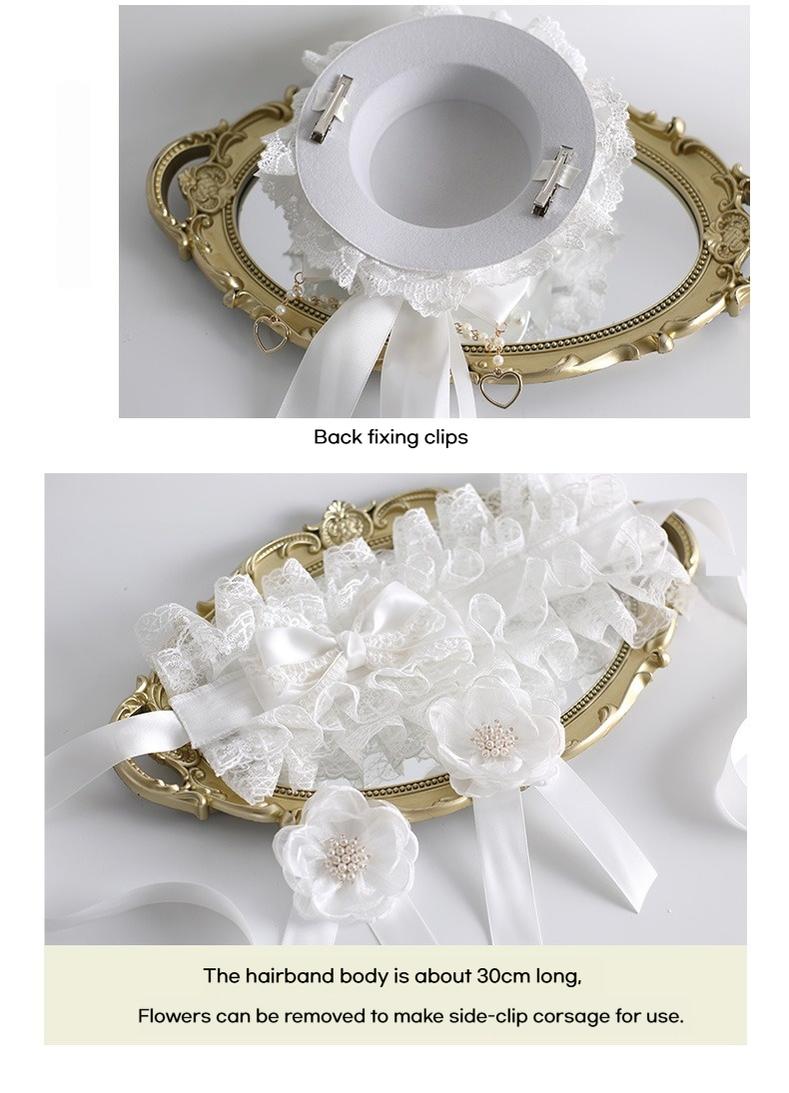 Xiaogui - Classic Lolita Lace Headdress Pure - White Lolita Head Accessory Headwear